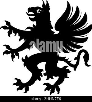 Silhouette noir blanc tattoo Griffin Illustration de Vecteur