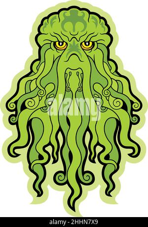 Green Ocean Monster Cthulhu Illustration de Vecteur