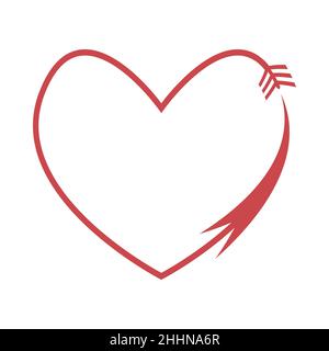 Cadre en forme de coeur sur fond blanc.Icône en forme de coeur.Symbole amour parfait.Affiche de Saint-Valentin.Emblème isolé.Saint-Valentin plate ca Illustration de Vecteur