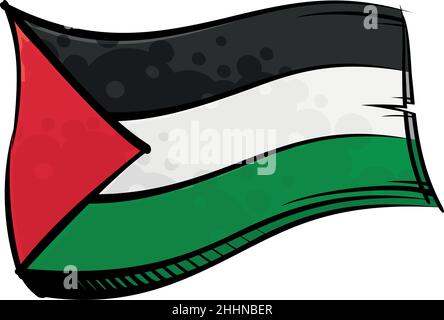 Drapeau de Palestine peint agitant dans le vent Illustration de Vecteur