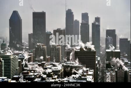 Ville de Montréal, Québec pendant une vague froide d'hiver. Banque D'Images