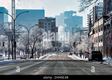 Ville de Montréal, Québec pendant une vague froide d'hiver. Banque D'Images