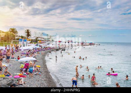 Batumi, Géorgie - 06 août 2018 : ville Plage de Batumi. Banque D'Images