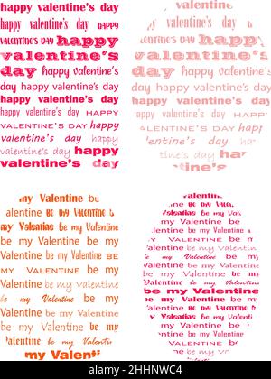 Ensemble de zones de texte avec lettres Happy Valentines et Day be My Valentine Illustration de Vecteur