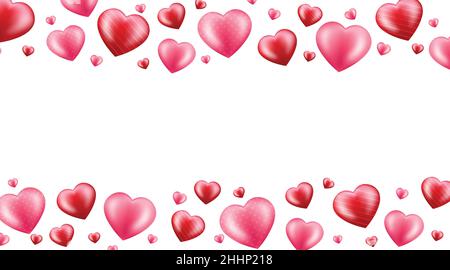 Illustration vectorielle d'arrière-plan cœur rouge et rose.Coeurs isolés sur fond blanc. Illustration de Vecteur