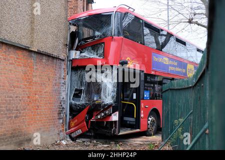 Accident de bus à Londres Banque D'Images