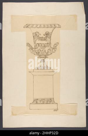 Design pour une Urn sur un piédestal 19th Century Anonyme, Français, 19th Century Français.Conception d'une urn sur un pied.Anonyme, français, 19th siècle.19th siècle.Stylo et encre brune.Mises en plan Banque D'Images