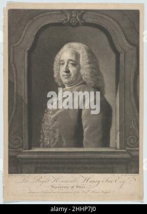 Le très honorable Henry Fox, ESR.1756 James McArdell Irlandais.Le très honorable Henry Fox, ESR.Après Jean Etienne Liotard (Suisse, Genève 1702–1789 Genève).1756. Mezzotint.James McArdell (irlandais, Dublin 1729–1765 Londres).Henry Fox, 1st Baron Holland (Grande-Bretagne, 1705–1774).Imprime Banque D'Images