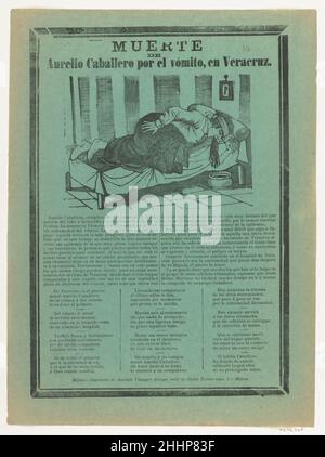 Grand-côté relatif à Aurelio Cabellero qui est mort de vomissements ca.1890–1900 José Guadalupe Posada.Grand-côté relatif à Aurelio Cabellero qui est mort de vomissements.José Guadalupe Posada (mexicain, 1851–1913). Env.1890–1900.Photo-relief et typographie sur papier vert.Antonio Vanegas Arroyo (1850–1917, cuisine mexicaine).Imprime Banque D'Images