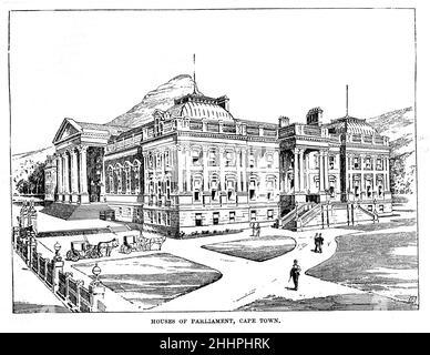 Illustration en noir et blanc; chambres du Parlement, le Cap, Afrique du Sud vers 1885 Banque D'Images