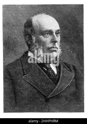 Illustration en noir et blanc; Portrait de William Henry Smith (1825–1891), libraire anglais et agent de presse de la firme familiale W H Smith Banque D'Images