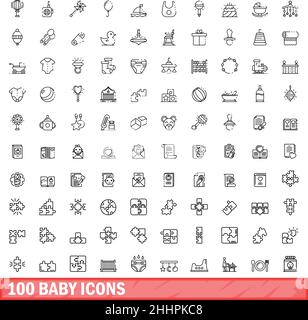 ensemble de 100 icônes bébé. Illustration du contour de 100 icônes de bébé ensemble de vecteur isolé sur fond blanc Illustration de Vecteur