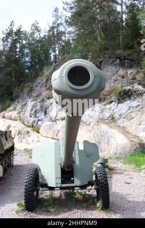 Pistolet antichar D-44 85mm à Gora Filina, Karelia Banque D'Images