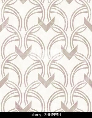 Motif géométrique art déco sur une texture beige aquarelle sans couture.Fond sans couture fait main pour tissu, tissu Banque D'Images