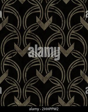Motif géométrique art déco sur une texture beige aquarelle sans couture.Fond sans couture fait main sombre pour tissu, tissu Banque D'Images