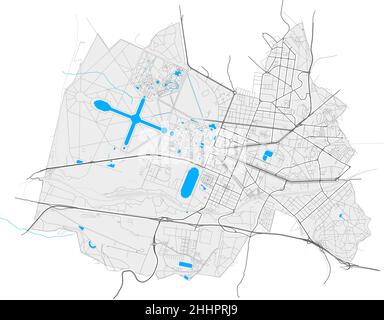 Versailles, Yvelines, France carte vectorielle haute résolution avec limites de la ville et chemins modifiables.Contours blancs pour les routes principales.Beaucoup de chemins détaillés.B Illustration de Vecteur
