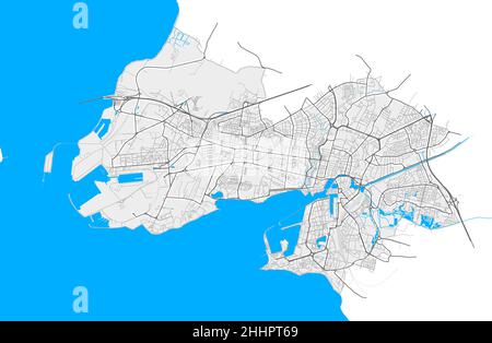 Larochelle, Charente-Maritime, France carte vectorielle haute résolution avec limites de ville et chemins modifiables.Contours blancs pour les routes principales.Nombreux détails Illustration de Vecteur