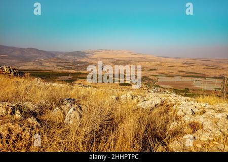 Vue depuis le mont Arbel.Galilée, Israël Banque D'Images