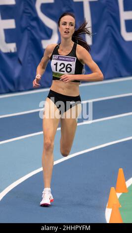 MANCHESTER - ANGLETERRE 23 JANV. 22 : Diane Medulianikova (CZE) en compétition pour la course féminine 3000m au Boxx United Manchester Indoor Tour, Manchester Re Banque D'Images