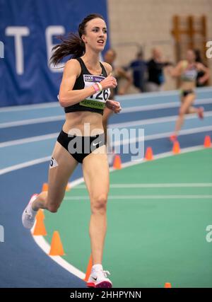 MANCHESTER - ANGLETERRE 23 JANV. 22 : Diane Medulianikova (CZE) en compétition pour la course féminine 3000m au Boxx United Manchester Indoor Tour, Manchester Re Banque D'Images