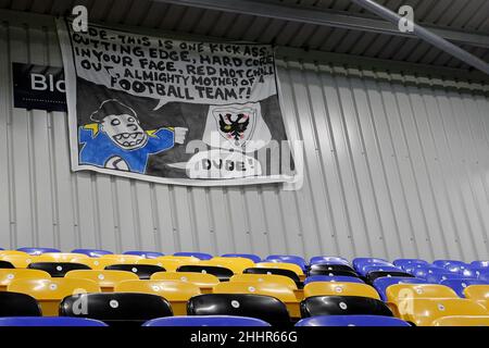 Londres, Royaume-Uni.25th janvier 2022.Vue générale d'une bannière de fans ornant les stands lors du match EFL Sky Bet League 1 entre AFC Wimbledon et Ipswich Town à Plough Lane, Londres, Angleterre, le 25 janvier 2022.Photo de Carlton Myrie.Utilisation éditoriale uniquement, licence requise pour une utilisation commerciale.Aucune utilisation dans les Paris, les jeux ou les publications d'un seul club/ligue/joueur.Crédit : UK Sports pics Ltd/Alay Live News Banque D'Images