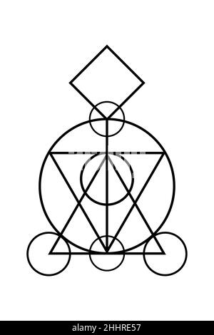 géométrie magique sacrée , symbole occulte , symbole alchimique montrant l'interaction entre les quatre éléments de la matière symbolisant la pierre du philosophe Illustration de Vecteur