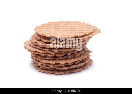 Les wafers empilent snack pour le petit déjeuner isolé sur le blanc Banque D'Images