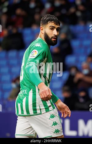 BARCELONE - 21 JANVIER : Nabil Fekir en action pendant le match de la Liga entre le RCD Espanyol et Real Betis Balompie au stade RCDE le 21 janvier 202 Banque D'Images