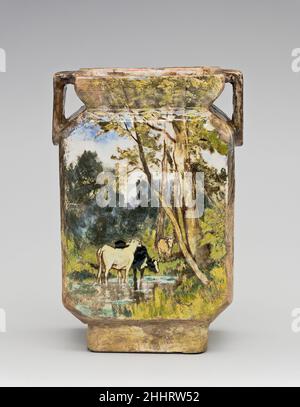 Vase ca.1880 Charles Volkmar.Vase.Charles Volkmar (américain, Baltimore, Maryland 1841–1914 Metuchen, New Jersey).Américain. CA.1880. Faïence.Peut-être fabriqué dans le Bronx, New York, États-Unis; peut-être fabriqué à Brooklyn, New York, États-Unis Banque D'Images