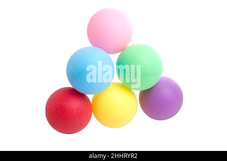 boule en plastique colorée isolée sur le blanc Banque D'Images