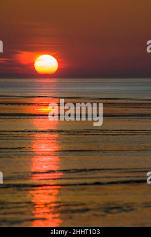 Coucher de soleil en baie de somme, Ault, Onival, le Hourdel Banque D'Images