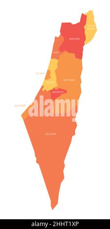 Israël - carte administrative des districts Illustration de Vecteur