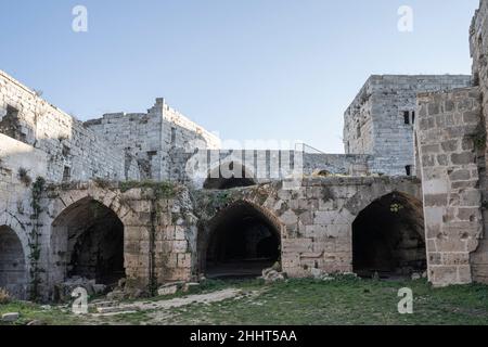 Ruines du château de krak de chevalier, Syrie Banque D'Images