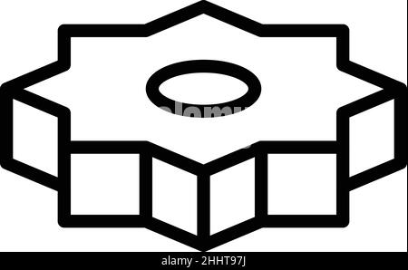 Vecteur de contour de l'icône de roue dentée.Pneu de voiture.Alliage de pneu Illustration de Vecteur
