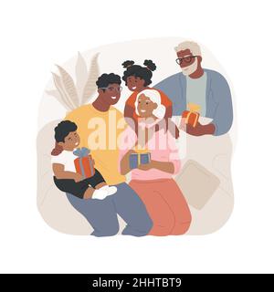 Illustration vectorielle isolée de regroupement familial.Parents assis ensemble dans la salle de séjour, réunion du dimanche, réunion des membres de la famille, passer le week-end à la maison, relation vecteur de dessin animé. Illustration de Vecteur