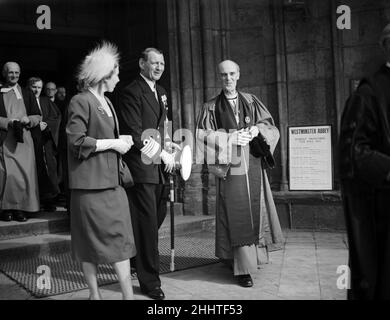 La visite d'État du roi Frederick IX et de la reine Ingrid du Danemark.Photographié lors de leur visite à l'abbaye de Westminster.8th mai 1951. Banque D'Images