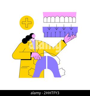 Illustration vectorielle abstraite de concept de plaque dentaire.Plaque dentaire unique, soins dentaires, prothèse complète et partielle, remplacement des dents manquantes, métaphore abstraite de l'appareil orthodontique. Illustration de Vecteur