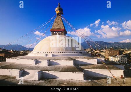 Boudha Stupa, Boudhanath, Katmandou, Népal Banque D'Images