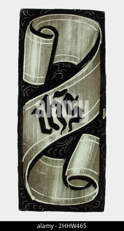 Fragment de verre 15th siècle européen.Fragment de verre.Européen.15th siècle.Verre incolore.Vitraux Banque D'Images