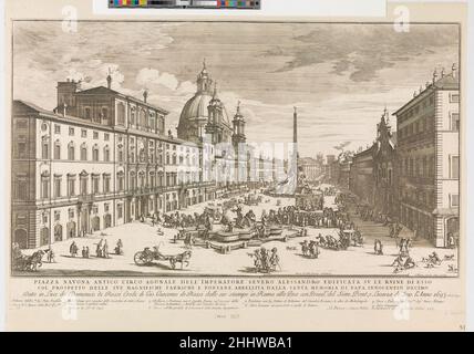 Vue sur la Piazza Navona, Rome, avec l'église de St Agnese à gauche et la fontaine Bernini au milieu 1693 Gomar Wouters Flamand.Vue sur la Piazza Navona, Rome, avec l'église de St Agnese à gauche et la fontaine Bernini au milieu de 414393 Banque D'Images