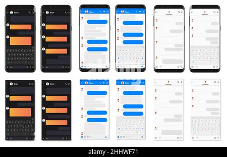 Collection de bulles de modèle d'application de chat réaliste et détaillé pour smartphone. Illustration du vecteur des boîtes de dialogue de messagerie de réseau social Illustration de Vecteur