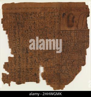 Feuille du Papyrus d'Amenhotep ca.1427–1390 C.-B. Nouveau Royaume deux fragments d'un livre du papyrus mort de la collection appartenaient à un homme nommé Amenhotep qui était le surveillant des bâtisseurs d'Amun.Ce fragment conserve des parties des chapitres 42 et 64.Le deuxième fragment conserve le chapitre 78..Feuille du Papyrus d'Amenhotep 554676 Banque D'Images