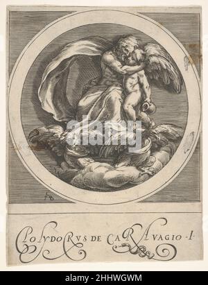 Jupiter, assis au-dessus de deux aigles et embrassant Cupid, une composition ronde d'une série de scènes mythologiques après Polidoro da Caravaggio ca.1590 Cherubino Alberti (Zaccaria Mattia) Italien.Jupiter, assis au-dessus de deux aigles et embrassant Cupid, une composition ronde d'une série de scènes mythologiques après Polidoro da Caravaggio 397302 Banque D'Images