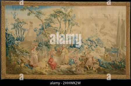 Le RePast de l'ensemble des divertissements russes conçu 1767–69, tissé 1771–72 Beauvais.The RePast de The Set of Russian Entertainments.Français, Beauvais. Conçu de 1767 à 69, tissé de 1771 à 72.Laine, soie (20-22 gauchissement par pouce, 7-9 par cm).Textiles-tapisseries Banque D'Images