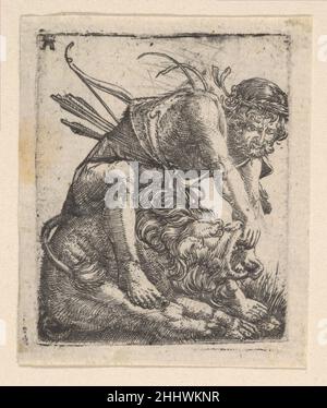 Hercules combattant le Lion Nemean Albrecht Altdorfer Allemand.Hercules combattant le Lion Nemean 430136 Banque D'Images