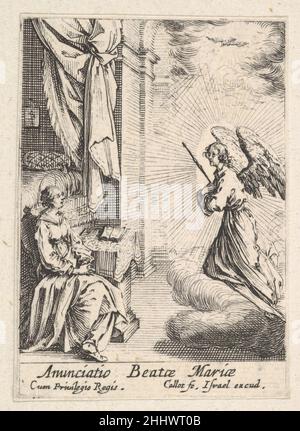 Annonciation, avec l'ange approchant de la Marie assise de la gauche, et la colombe du Saint-Esprit au-dessus de ca.1633–34 Jacques Callot Français.Annonciation, avec l'ange approchant de la Marie assise de la gauche, et la colombe du Saint-Esprit au-dessus de 399332 Banque D'Images