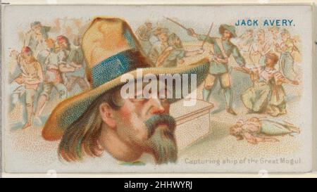 Jack Avery, capturant Ship of the Great Mogul, de la série Pirates of the Spanish main (N19) pour Allen & Ginter cigarettes ca.1888 cartes Allen & Ginter American Trade de la série « Pirates of the Spanish main » (N19), émises vers le1888 par lot de 50 cartes pour promouvoir les cigarettes Allen & Ginter.Jack Avery, Capture Ship of the Great Mogul, de la série Pirates of the Spanish main (N19) pour Allen & Ginter cigarettes 408716 Banque D'Images