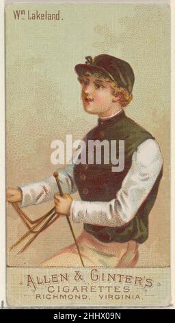William Lakeland, de la série Racing Colors of the World (N22b) pour Allen & Ginter cigarettes 1888 cartes Allen & Ginter American Trade de la série Racing Colors of the World (N22b), émises en 1888 dans un jeu de 50 cartes pour promouvoir les cigarettes Allen & Ginter.La série a été publiée en deux variantes.N22a inclut un bord blanc autour du périmètre de chaque carte et N22b ne le fait pas.William Lakeland, de la série Racing Colors of the World (N22b) pour Allen & Ginter cigarettes 409497 Banque D'Images