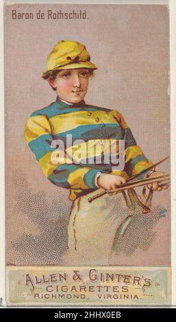 Baron de Rothschild, de la série Racing Colors of the World (N22b) pour Allen & Ginter cigarettes 1888 cartes Allen & Ginter American Trade de la série Racing Colors of the World (N22b), émises en 1888 dans un jeu de 50 cartes pour promouvoir les cigarettes Allen & Ginter.La série a été publiée en deux variantes.N22a inclut un bord blanc autour du périmètre de chaque carte et N22b ne le fait pas.Baron de Rothschild, de la série Racing Colors of the World (N22b) pour Allen & Ginter cigarettes 409579 Banque D'Images