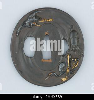 Garde au sabre (Tsuba) env.1615–1868 Japonais A tsuba est une garde d'épée et fait partie d'un support d'épée.Il est monté entre la lame de l'épée et la poignée pour protéger les mains de l'utilisateur.Garde de l'épée (Tsuba) 34498 Banque D'Images